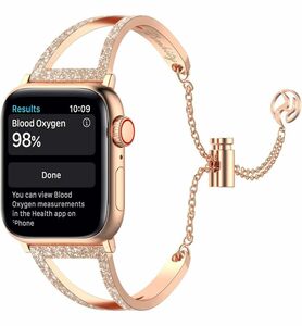 apple watch バンド ステンレス チェーン 高級 華奢 キラキラ 装着簡単 長さ調整可 コンパチブル アップルウォッチ