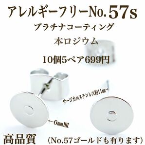 【No.57s 】金属アレルギー対応　サージカルステンレスポスト　6㎜　ハンドメイド　カボション　丸皿　パーツ　素材　材料　手作り