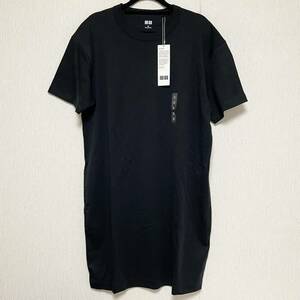 即決★UNIQLO U ユニクロ クルーンネック Tシャツ ワンピース 半袖 M ブラック 綿 100% 新品タグ付き ②