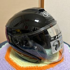 未使用に近い SHOEI ショウエイ J-FORCE4 Jフォース4 ジェットヘルメット Lサイズ ブラック 純正スモークミラー ピンロック 付属品付きの画像3