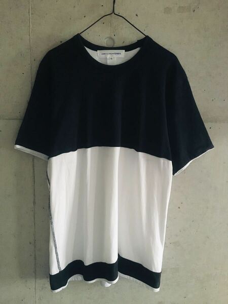 【希少★メンズM★送料無料】コムデギャルソンシャツ ドッキング バイカラー インサイドアウト Tシャツ COMME des GARCONS SHIRT トルコ製