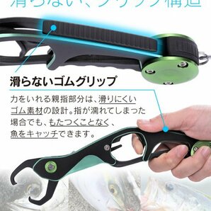 【送料185円】フィッシュグリップ 緑 グリーン ロングタイプ 大物にも ケース付 25cm 軽量アルミ合金 フィッシンググリップ Apix-midoriの画像3