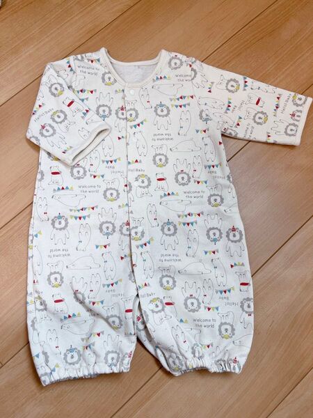 ロンパース カバーオール ベビー服 長袖 ライオン くま サイズ50 60