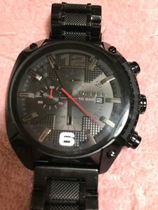 ディーゼル　 腕時計　DZ-4373 稼働品　オールブラック　クロノグラフ　ベルトステンレス製に交換