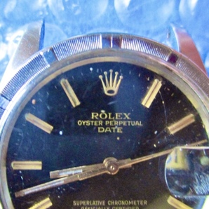 美品 希少 ゴールドレター ROLEX ロレックス オイスター パーペチュアル デイト 1601 ブラック メンズ 自動巻き SS oyster 黒の画像4