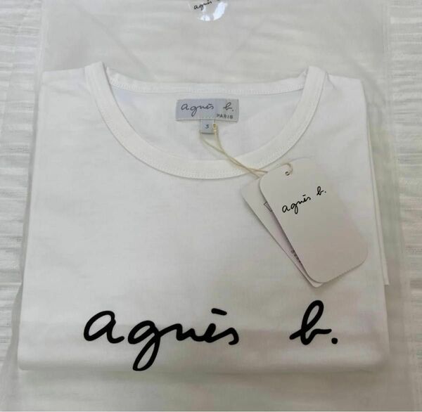 新品未使用　アニエスベー agnes b.半袖ロゴTシャツ　ホワイト レディースLサイズ