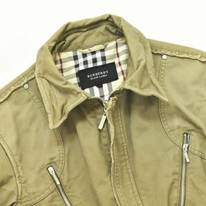 ★ミリタリー風 バーバリー ブラックレーベル BURBERRY ジップアップ コットン ジャケット M カーキ ノバチェック ワイヤー 襟 アウター★の画像7