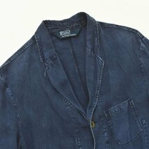 ★90s ヴィンテージ ラルフローレン Polo by RalphLauren デニム リネン テーラードジャケット LL ビンテージ 古着 3Bつボタン 薄手★_画像5