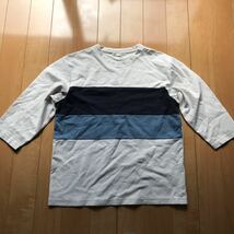 美品 イッカ 五部袖Tシャツ 002-1-305 メンズ L ホワイト ブラック ブルー_画像1