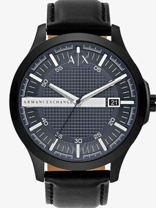 US限定！！　2024新作 日本未発売　直営 A|X Armani Exchange Men's Three-Hand Date Black Leather Band Watch 高級時計　 本物をお届け！