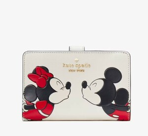 2024 限定コラボ☆日本未発売　Disney X Kate Spade New York Minnie Medium Compact Bifold Wallet 型番：KG656　本物をお届け♪