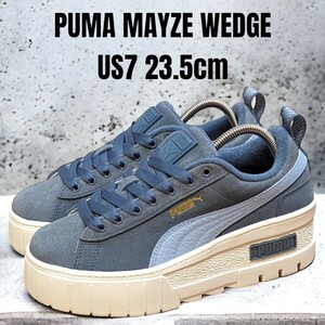 PUMA MAYZE WEDGE Puma 23.5cm navy thickness bottom sneakers lady's sneakers PUMA sneakers PUMA thickness bottom suede 
