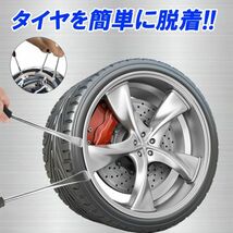 新品 即納 送料無料 タイヤレバー タイヤスプーン 3本セット タイヤ交換工具 リムプロテクター 虫バルブ 虫回しドライバー 収納ポーチ付_画像2