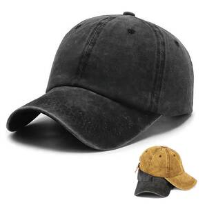 キャップ ブラック ウォッシュド レディース メンズ 帽子 UV 日除け スポーツ アウトドア ゴルフ 野球 EHC287