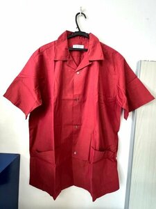 [ Kikusui -10000]*[ Takeo Kikuchi tei Lee wear ] men's short sleeves open shirt * size 2/ dark red series /. collar shirt * used * used old clothes *KT