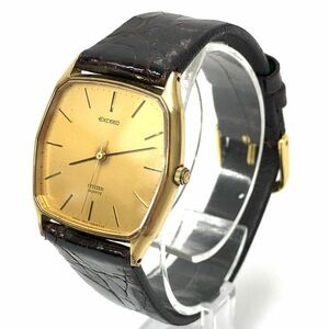 [ collector worth seeing ]CITIZEN EXCEED Citizen Exceed 4-797906 men's wristwatch quarts 2 hands type Gold face operation not yet verification BE0