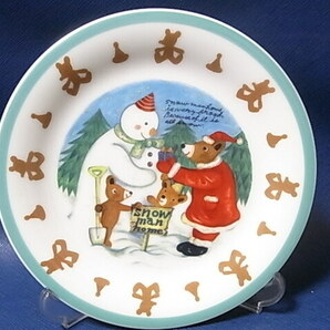 カトウ シンジ ケーキ皿 小5枚+大皿 1枚 6枚セット クリスマス プレート 絵皿 森の動物 雪だるまの画像4