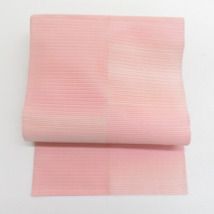 名古屋帯 正絹 絽 夏用 薄ピンク色 仕立て上がり 着物帯 長さ378cm 美品_画像1