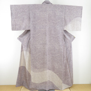 小紋 付下げ柄 水玉文様 袷 広衿 紫色 正絹 カジュアル着物 仕立て上がり 身丈154cm