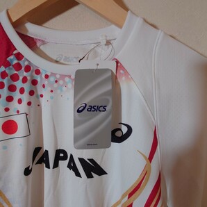 未使用 asics 陸上日本代表ユニフォーム 2013年 2014年 公式ロングTシャツ ユニフォーム トレーニングシャツ Mサイズ ロンT アシックスの画像3