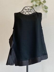  beautiful goods regular price 18000 jpy DAMA collectionda-ma collection magazine publication A line frill no sleeve blouse high class popular brand spring summer black elegant 