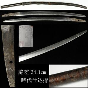 【LIG】脇差 34.1㎝ 無銘 菖蒲造 時代仕込拵 時代刀剣 旧家蔵出品 [.EP]24.4の画像1