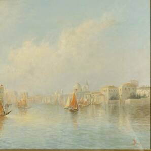 【LIG】真作保証 イギリス画家 J.Salt ジェームズ・サルト 「ヴェニスの大運河」 油彩25号 風景画 タトウ箱 額装 [.TE]24.3の画像5