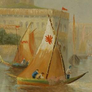 【LIG】真作保証 イギリス画家 J.Salt ジェームズ・サルト 「ヴェニスの大運河」 油彩25号 風景画 タトウ箱 額装 [.TE]24.3の画像7