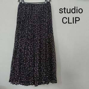 studioCLIP　スタジオクリップ　キャッチワッシャープリントスカート　ドット　レディース　L　黒