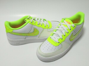 NIKE AIR FORCE 1 LV8 GS 白 ボルト 23cm ナイキ エアフォース1 蛍光黄色 ジュニア レディース ダンス DV1680-100