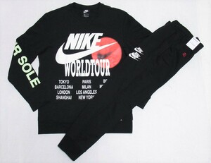 NIKE NSW WORLD TOUR long sleeve T shirt pants setup black M Nike world Tour sweat top and bottom set DA0630-010 DN4390-010