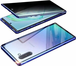 Galaxy Note10+ ケース覗き見防止 両面ガラス全面保護 SC-01M SCV45 ケース 強化ガラス アルミ バンパー マグネット式