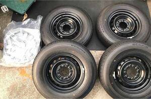 ○A8925 新車外し ハイエース スチールホイール 195/80R15 ホイールセット○