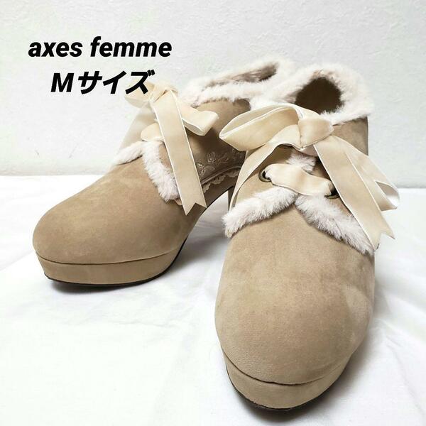 axes femme アクシーズファム　ローズ刺繍ファーブーティー　Mサイズ