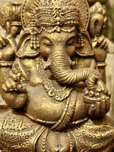 ガネーシャゴールドh41cm 幸福の神　福の神　ヒンドゥー仏像 0412