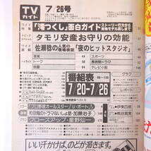 TVガイド 1985年7月26日号◎表紙/鳥越マリ 澪つくしガイド タモリ/安産効能 夜のヒットスタジオ 伊東四朗 加藤治子 星野仙一 浅茅陽子_画像5