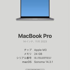 Apple MacBook Pro 14.2 MTL83J/A スペースグレイ (Late2023) カスタマイズ Z1C80006D Apple M3(CPU8C GPU10C)/RAM 24GB/SSD 1TBの画像8