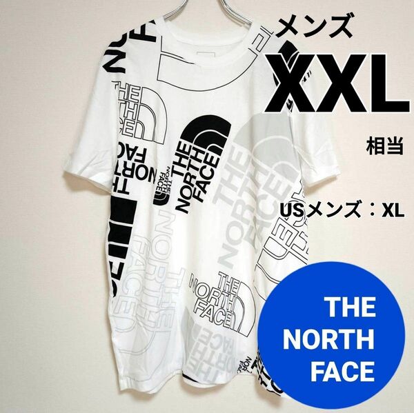 ノースフェイス　半袖Tシャツ　XXL相当　メンズ　ブラック　ホワイト　総柄 THE NORTH FACE