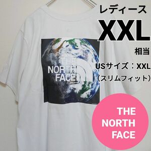 ノースフェイス　ボックスロゴ　半袖Tシャツ　レディース　XXL相当 地球　レア　THE NORTH FACE