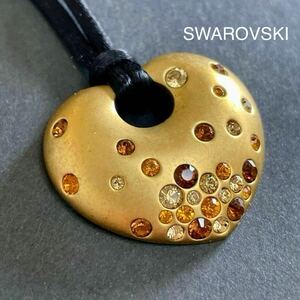  редкость *SWAROVSKI Swarovski Heart колье шнур Gold цвет 