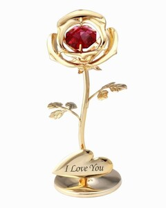  small rose ornament Gold birthday present extra attaching flower rose gift woman ... flower gift celebration memory day Swarovski crystal 