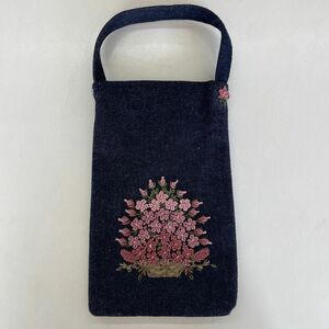 ハンドメイド 手刺繍 巾着 携帯 小物入れ ポーチ