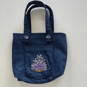 トートバッグ ハンドバッグ ハンドメイド　刺繍　お花柄