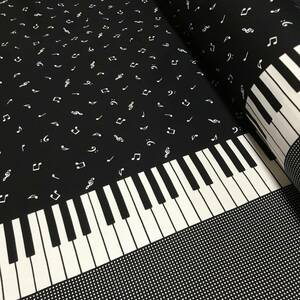 日本製　3m　Handworks Fabric③　鍵盤　ブラック　オックス　ハギレ