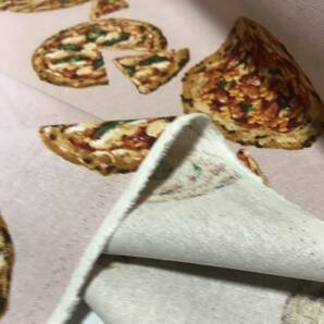 日本製 3m 綿麻キャンバス ピザ柄② くすみピンク 生地 ハギレの画像4