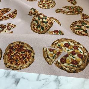 日本製 3m 綿麻キャンバス ピザ柄② くすみピンク 生地 ハギレの画像5