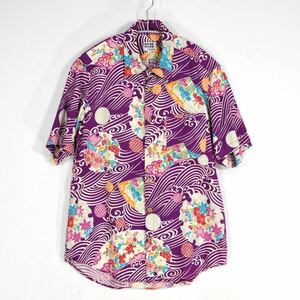  peace pattern TK Takeo Kikuchi short sleeves shirt 2 TAKEO KIKUCHI purple floral print Japanese style 