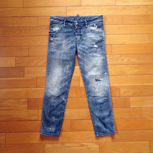  Dsquared Denim jeans paint damage processing * Size 38 (78cm) * stretch lady's pants indigo blue 