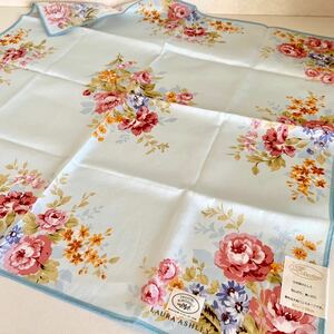 未使用 LAURA ASHLEY ローラアシュレイ 大判ハンカチ 花柄 綿100% 日本製 58×58cm レディース ハンカチ ひざ掛け ハンカチーフ