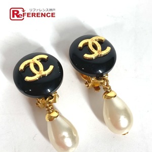 CHANEL シャネル フェイクパール アクセサリー スイング アクセサリー CC ココマーク イヤリング ブラック×ホワイト レディース【中古】